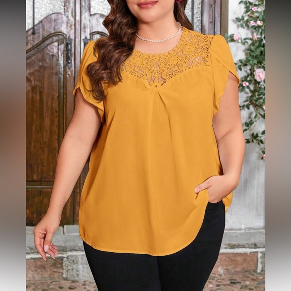 Women's Rust Lace Detail Top - Picture 8 of 16